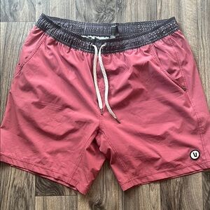 Men’s Vuori Red Athletic Shorts with Drawstring